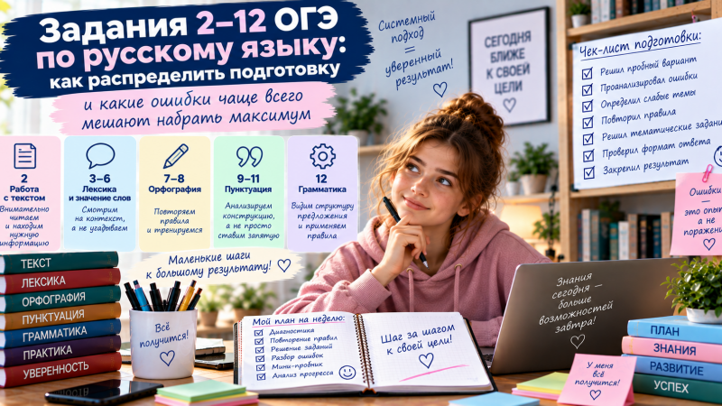 Задания 2–12 ОГЭ по русскому языку: как распределить подготовку и какие ошибки чаще всего мешают набрать максимум