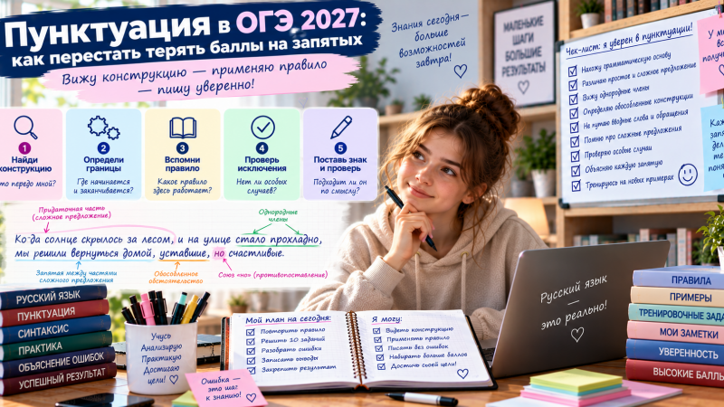 Пунктуация в ОГЭ по русскому языку: как перестать терять баллы на запятых