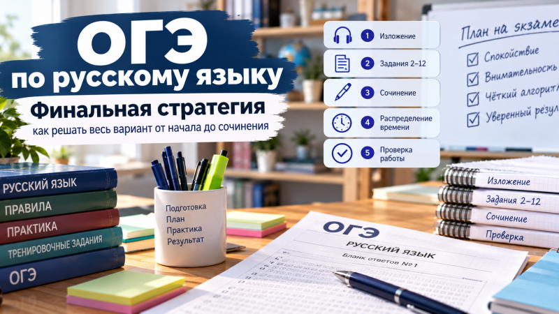 Финальная стратегия ОГЭ по русскому языку: как решать весь вариант от начала до сочинения