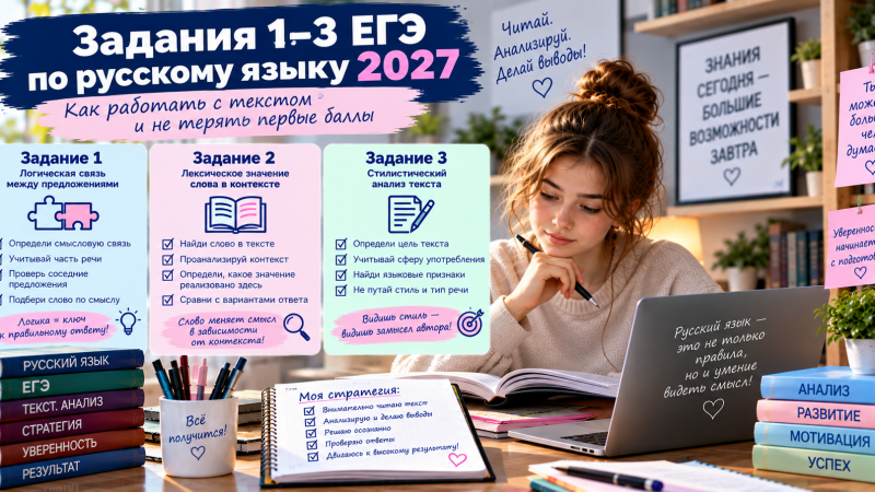 Задания 1–3 ЕГЭ по русскому языку 2027: как работать с текстом и не терять первые баллы