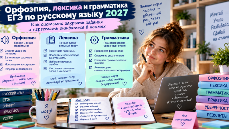 Орфоэпия, лексика и грамматика ЕГЭ по русскому языку 2027: как системно закрыть задания и перестать ошибаться в нормах