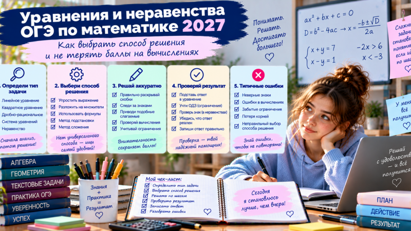 Уравнения и неравенства ОГЭ по математике: как выбрать способ решения и не терять баллы на вычислениях