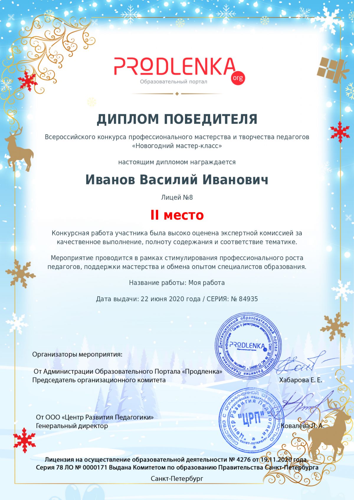 Диплом победителя