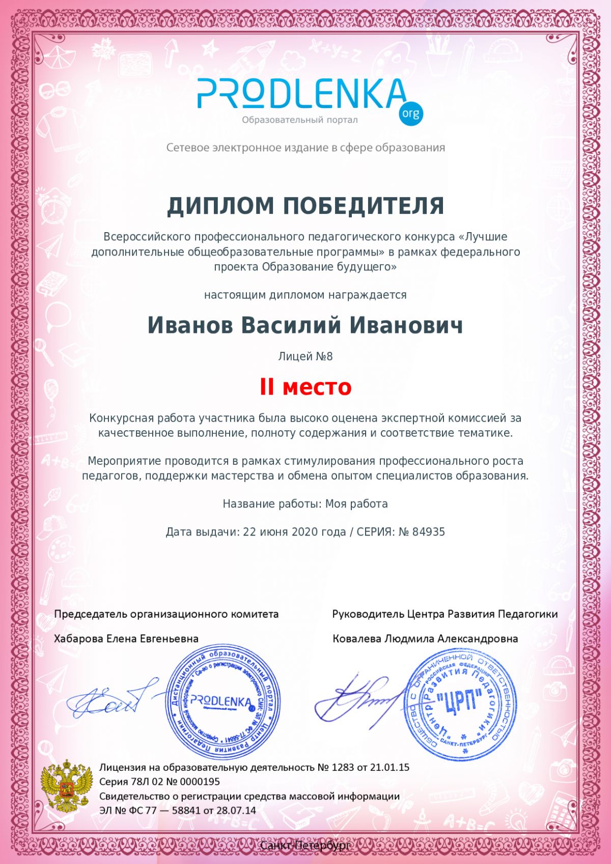 Диплом победителя