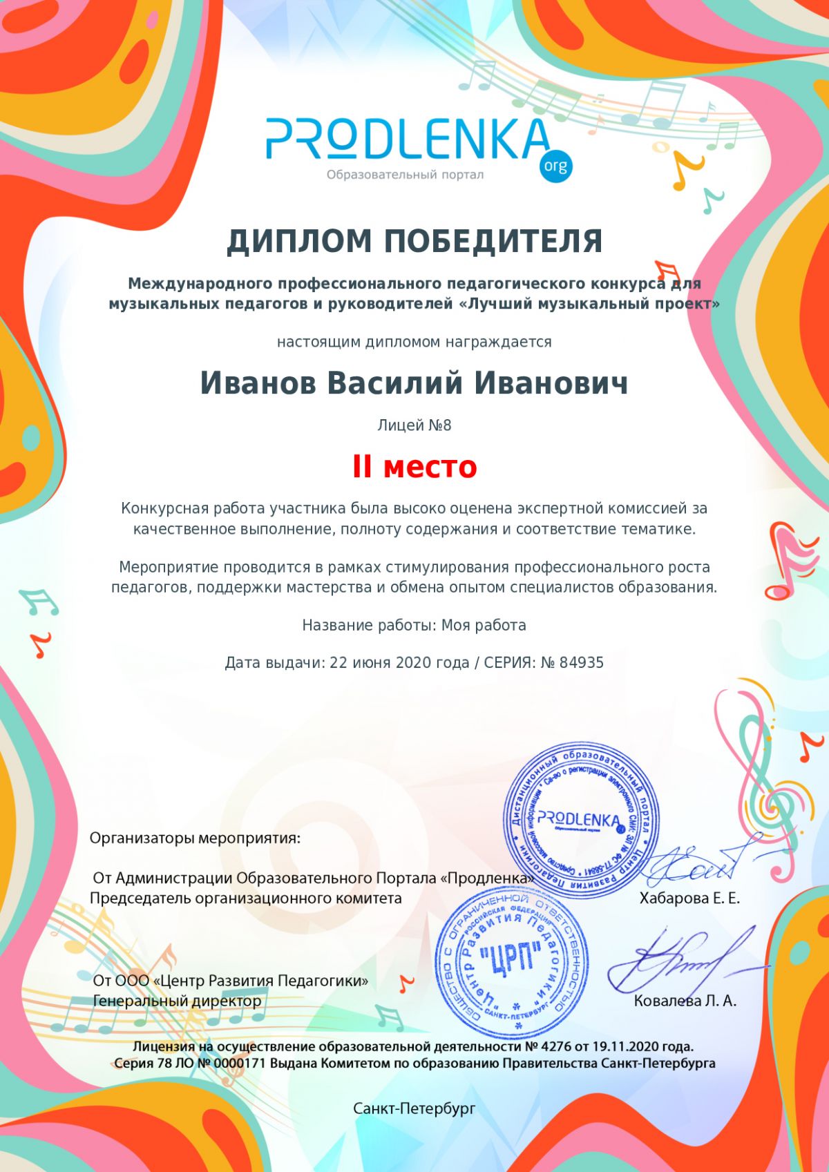 Диплом победителя