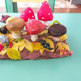 "Грибная полянка из ваты"