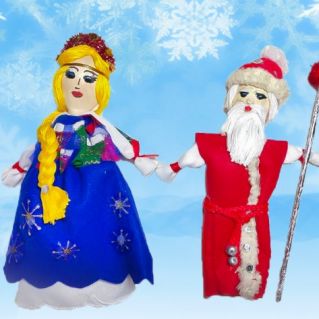 "Дед Мороз и Снегурочка" (кукла на ложке)