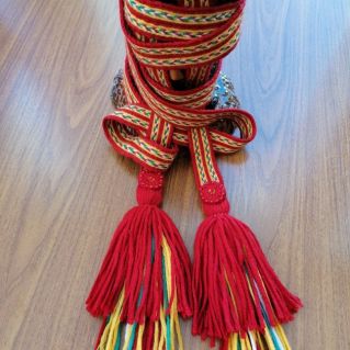 Техника: закладное ручное ткачество на дощечках. Традиционный девичий пояс «Оберег-украса»