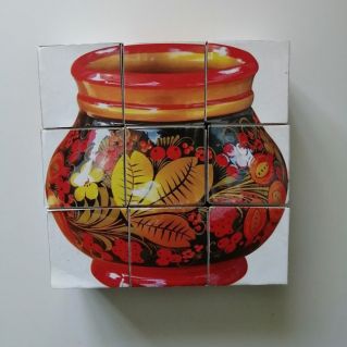 Дидактическая игра кубики - пазлы "Русская народная роспись"