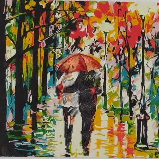 Алмазная мозаика "Прогулка в осеннем парке"