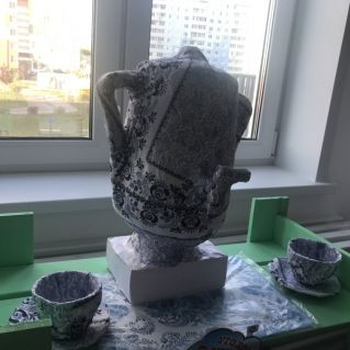 Наглядное пособие из папье-маше «Гжельский самовар»
