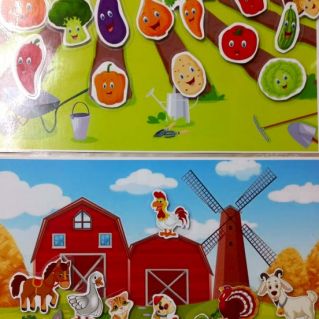 Дидактическая игра для детей 2 -3 лет на липучках  на тему "Домашние животные" и "Овощи"
