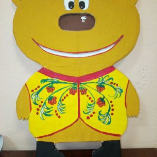 Обрядовая игрушка " Медведь с хохломской росписью"