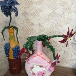 Декупаж стеклянных бутылок