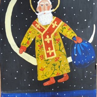 "Святой Николай"  (ДПИ, роспись на доске)