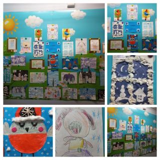 Оформление помещений детского сада. Тематическая выставка "Зимняя сказка"