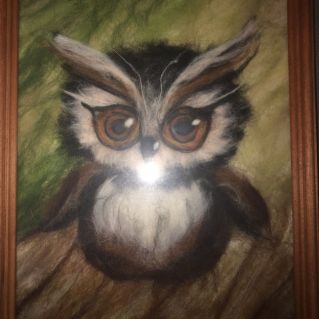 Шерстяная акварель "Сова"