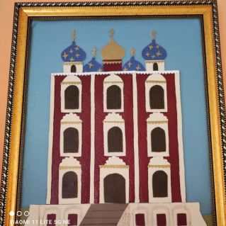 Рязанский кремль(работа из кожи)