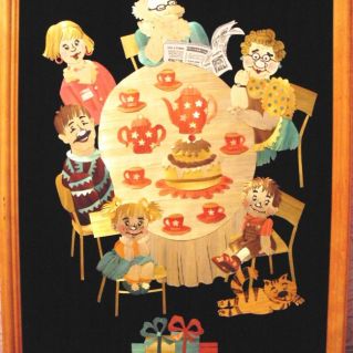 Картина из соломы "Семейный праздник"