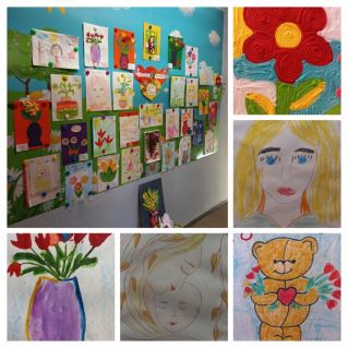 Оформление помещений детского сада к празднику. Тематическая выставка "Мамочку милую очень люблю"