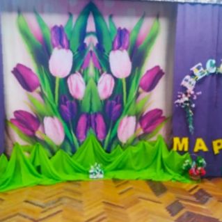 Оформление зала к 8 Марта