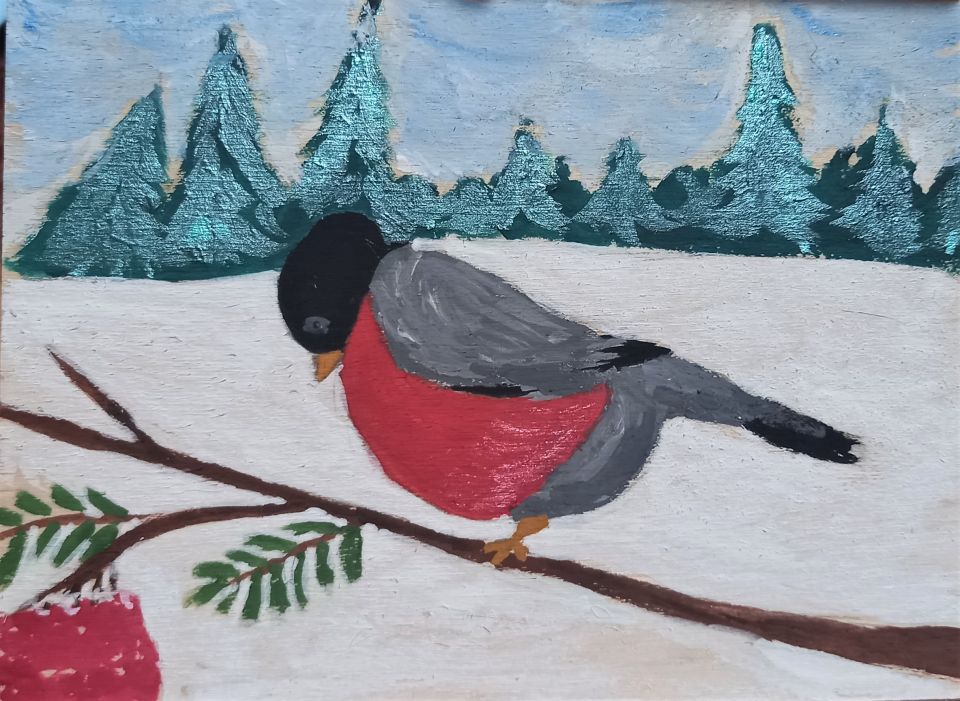 Снегирь на рябине