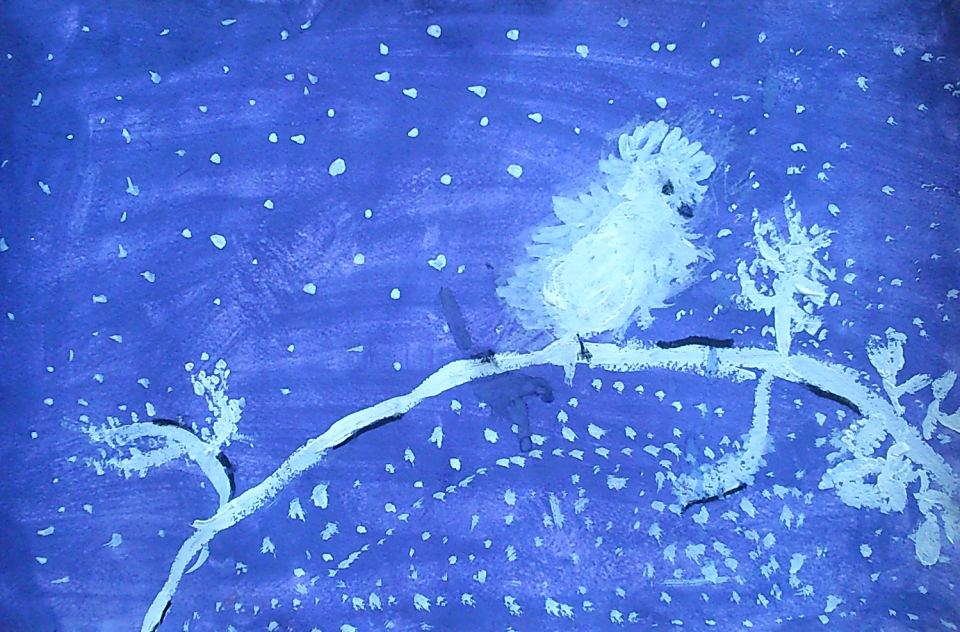 Заснеженный снегирь