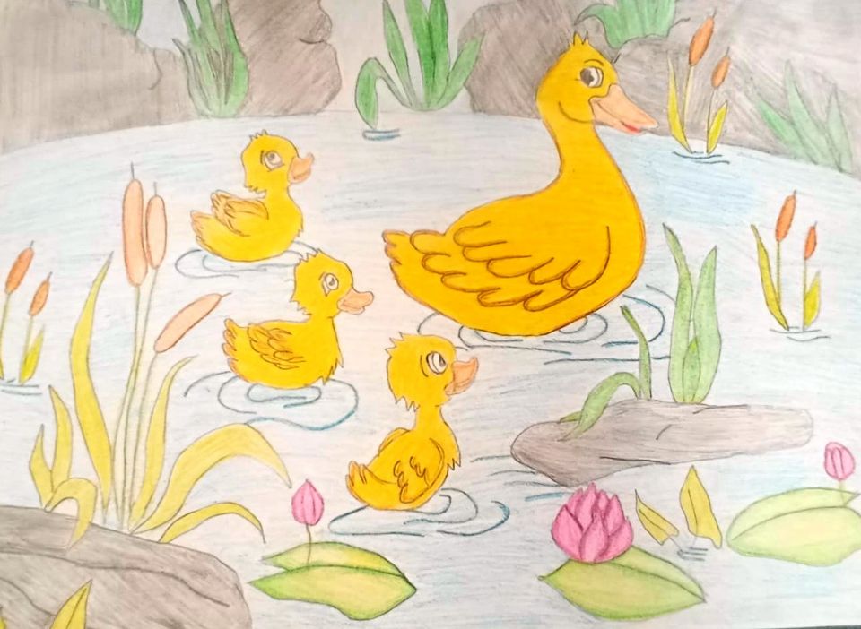 Иллюстрация к рассказу М. Пришвина "Ребята и утята"