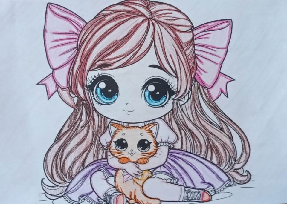 Арттерапия "Девочка с кошкой"