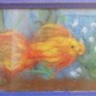 панно  в технике шерстяная акварель "Золотая рыбка"