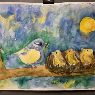 Заботливая мама синичка