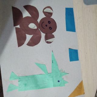 "Крокодил Гена с Чебурашкой" аппликация