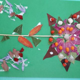 Поделка из листьев "Фантастический цветок"