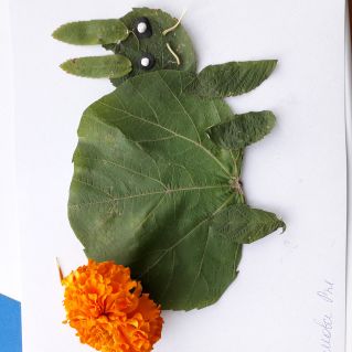 Поделка из листьев "Кот"