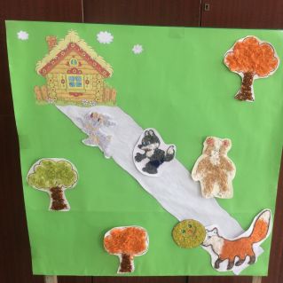 Аппликация из ниток "Колобок"