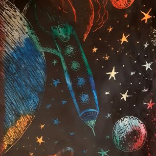 Граттаж "Космос"