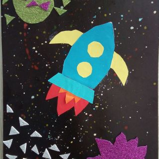 аппликация "Ракета в космосе"