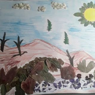 Аппликация из высушенных листьев "Осень рядом"