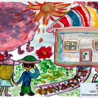 Рисунок к народной немецкой сказке "Ганзель и Гретель"