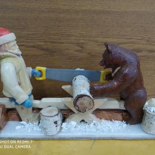 Русская народная игрушка "Мужик и медведь"