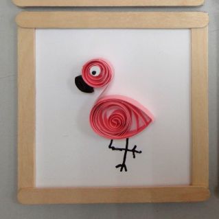 " Фламинго " , техника "Квиллинг"