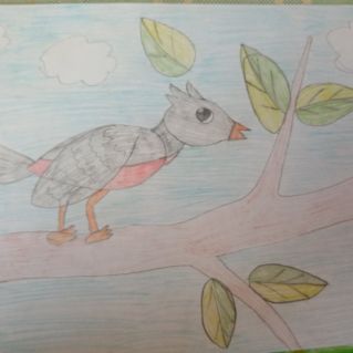 Птица на ветке.