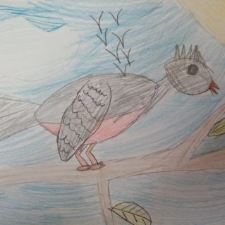 Птица на ветке.