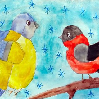 Снегирь и синичка