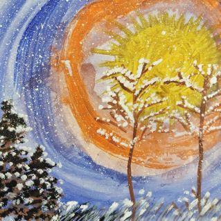 Закат в лесу