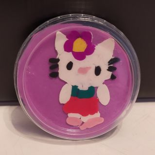 "Hello Kitty" - обратная аппликация из пластилина
