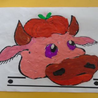 "Символ года" аппликация с применением нетрадиционной  техники рисования (рисование пластилином"