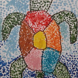 Морская черепаха в стиле "Пуантилизм"