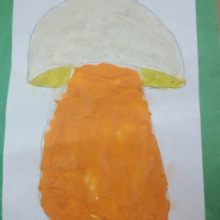 работа в технике "Пластилинография" "Белый гриб"