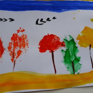 Рисование отпечатками листьев "Осень"